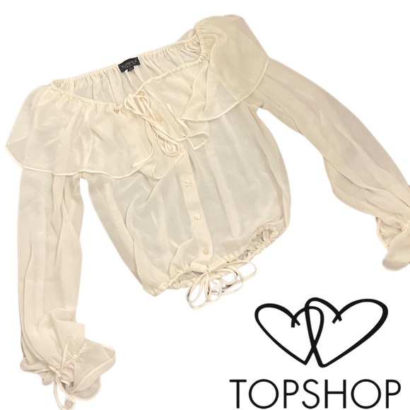 Topshop Tops - Top Shop-cream color Blouse, scoop neck